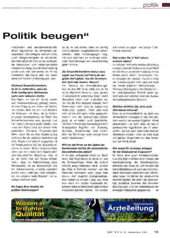Vorschauseite 2: Nicht mehr dem Diktat der Politik beugen