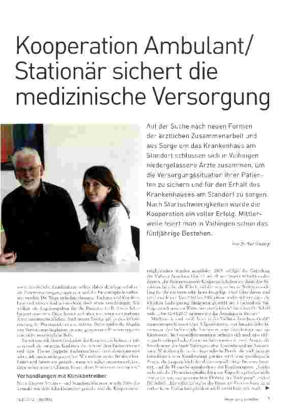 Vorschauseite 1: Kooperation Ambulant/ Stationär sichert die medizinische Versorgung