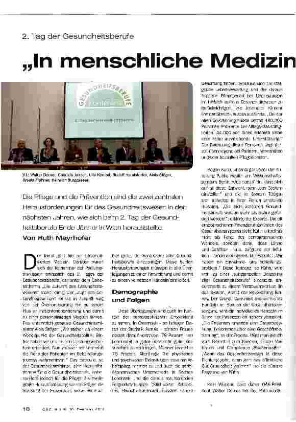 Vorschauseite 1: „In menschliche Medizin investieren