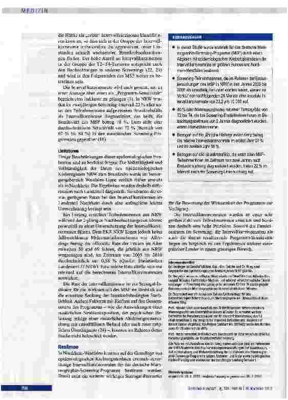 Vorschauseite 6: Häufigkeit von Intervallkarzinomen im deutschen Mammographie-Screening Programm
