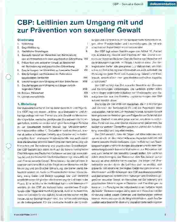 Vorschauseite 1: CBP: Leitlinien zum Umgang mit und zur Prävention von sexueller Gewalt