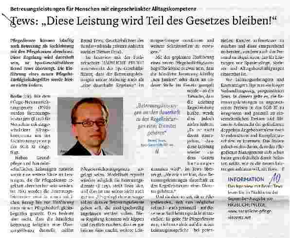 Vorschauseite 1: Betreuungsleistungen für Menschen mit eingeschränkter Alltagskompetenz„Diese Leistung wird Teil des Gesetzes bleiben!