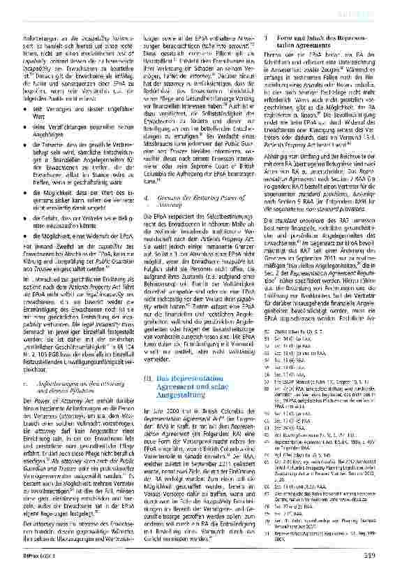 Vorschauseite 3: Das Representation Agreement in British Columbia (Kanada) - ein Modell für Deutschland?
