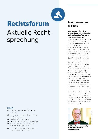 Vorschauseite 1: Rechtsforum Aktuelle Rechtsprechung