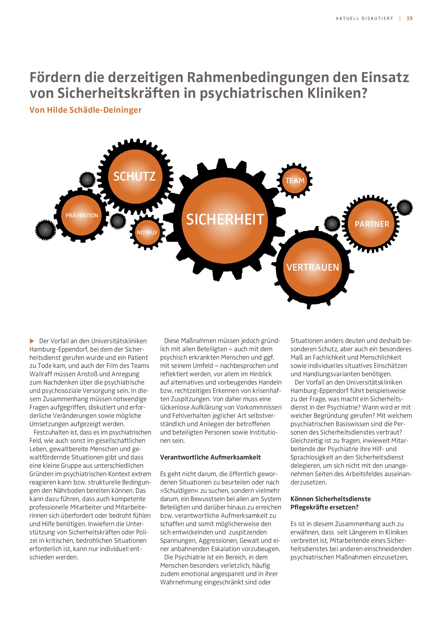 Vorschauseite 1: Fördern die derzeitigen Rahmenbedingungen den Einsatz von Sicherheitskräften in psychiatrischen Kliniken?