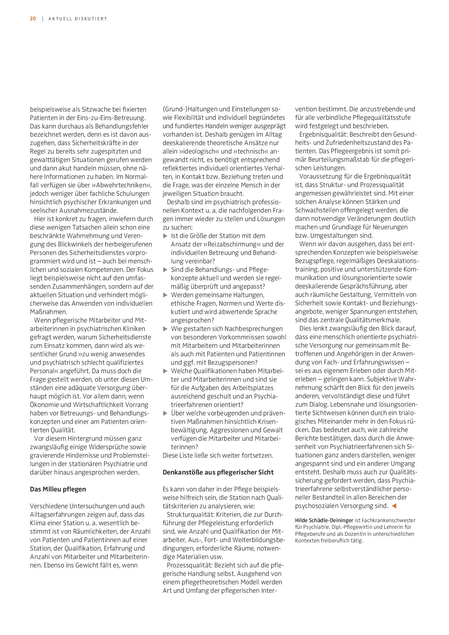 Vorschauseite 2: Fördern die derzeitigen Rahmenbedingungen den Einsatz von Sicherheitskräften in psychiatrischen Kliniken?