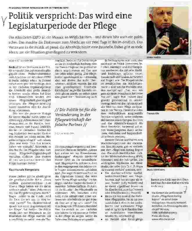 Vorschauseite 1: Politik verspricht: Das wird eine Legislaturperiode der Pflege