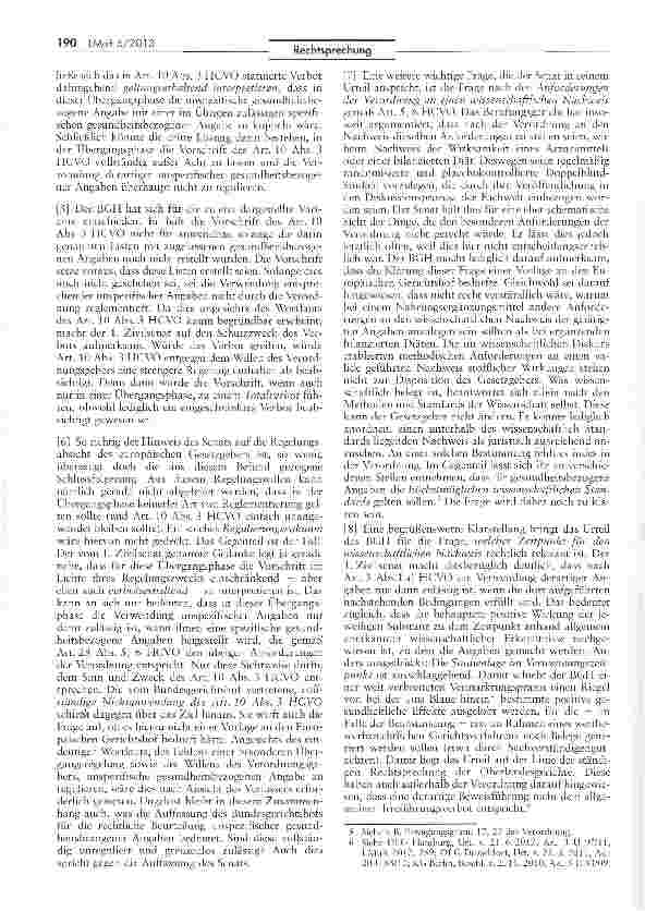 Vorschauseite 6: Zum Vorliegen von gesundheitsbezogenen Angaben bei der Werbung für Nahrungs-ergänzungsmittel — (hier: getrocknetes Pilzpulver) Verordnung (EG) Nr. 1924/2006 Art. 2 Abs. 2 Nr. 5, 1…