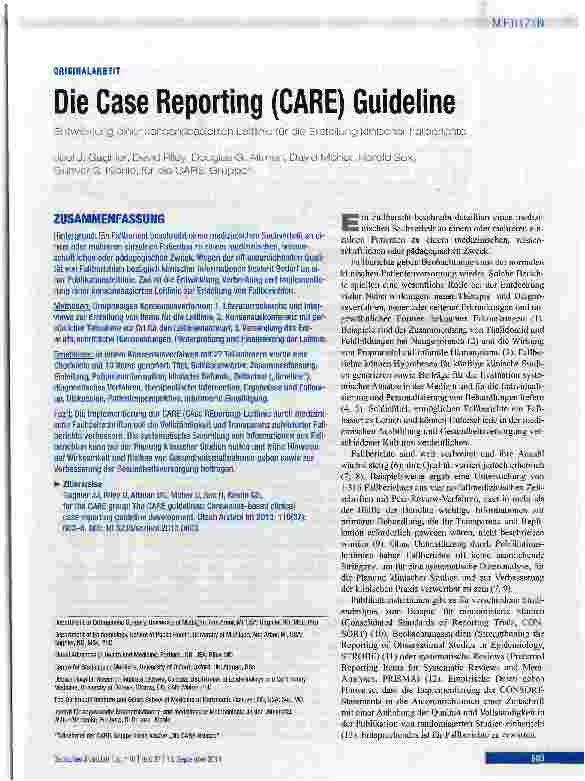 Vorschauseite 1: Die Case Reporting (CARE) Guideline