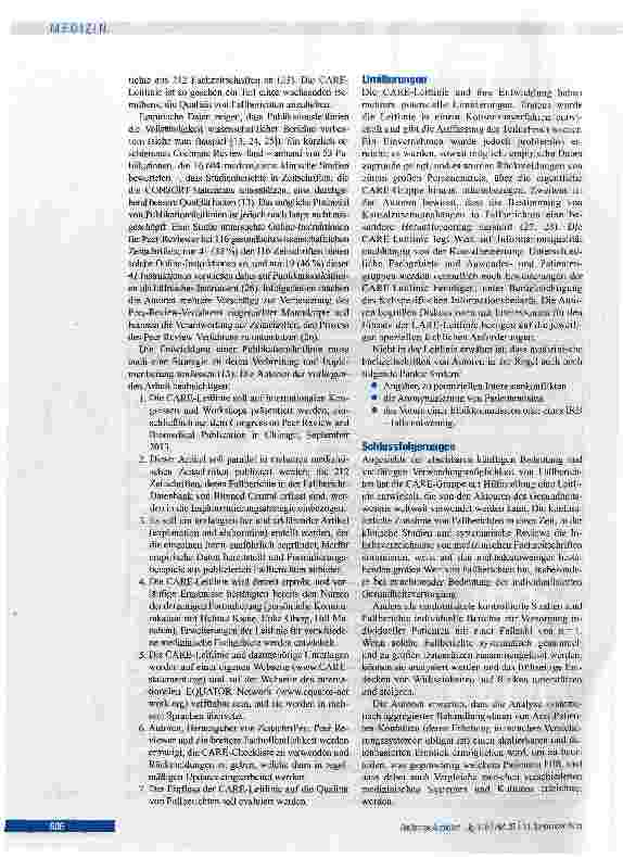 Vorschauseite 4: Die Case Reporting (CARE) Guideline