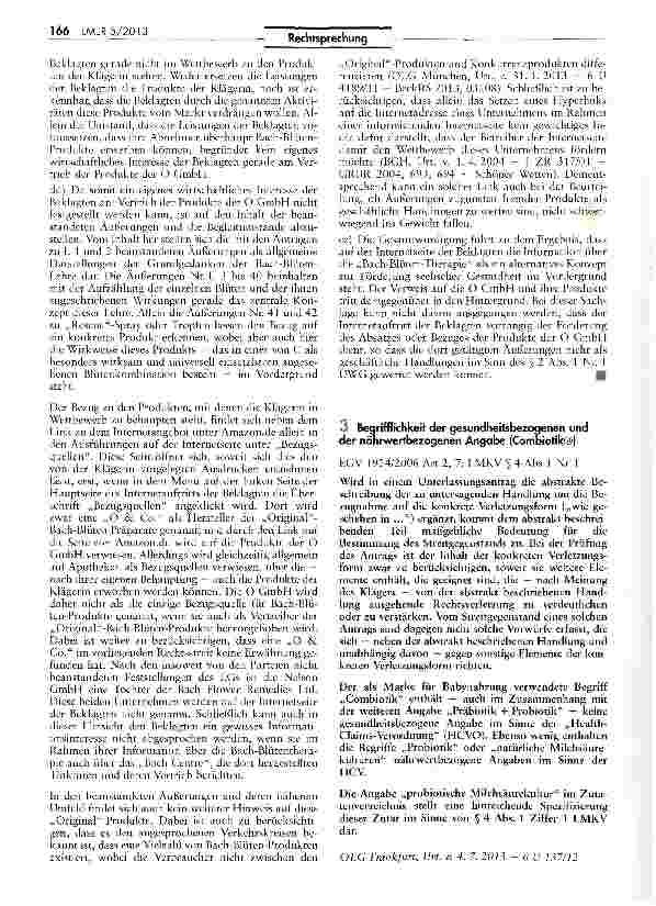Vorschauseite 1: Begrifflichkeit der gesundheitsbezoqenen und der nährwertbezogenen Angabe (Combiorik®)F.GV 1924/2006 Art 2, 7; LMKV § 4 Abs 1 Nr 1