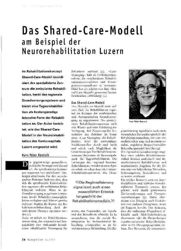 Vorschauseite 1: Das Shared-Care-Modell am Beispiel der Neurorehabilitation Luzern