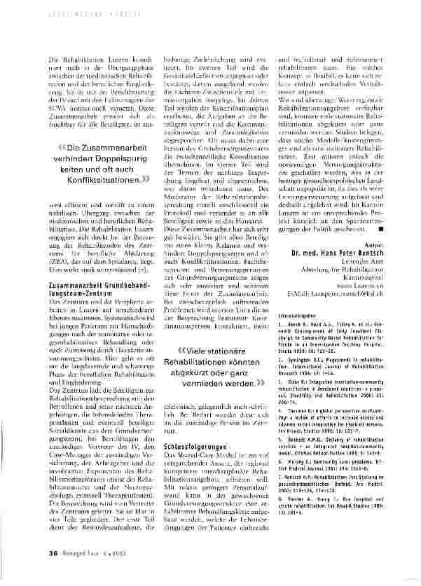 Vorschauseite 3: Das Shared-Care-Modell am Beispiel der Neurorehabilitation Luzern