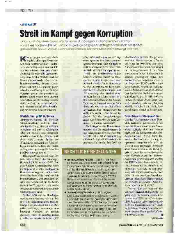 Vorschauseite 1: Streit im Kampf gegen Korruption