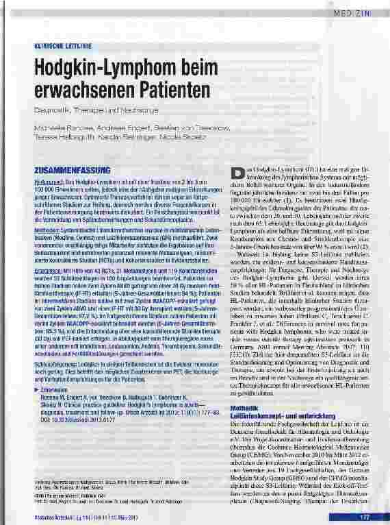 Vorschauseite 1: Hodgkin-Lymphom beim erwachsenen Patienten