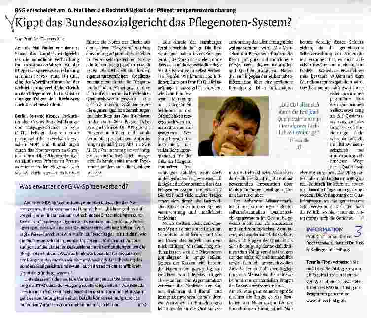 Vorschauseite 1: Kippt das Bundessozialgericht das Pflegenoten-System?