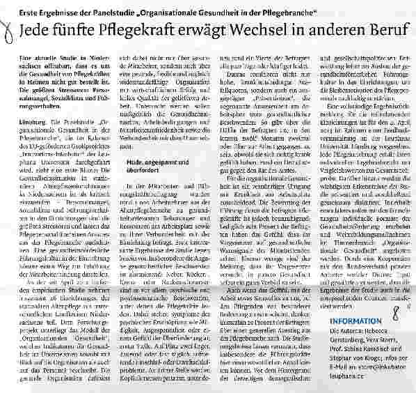 Vorschauseite 1: Jede fünfte Pflegekraft erwägt Wechsel in anderen Beruf