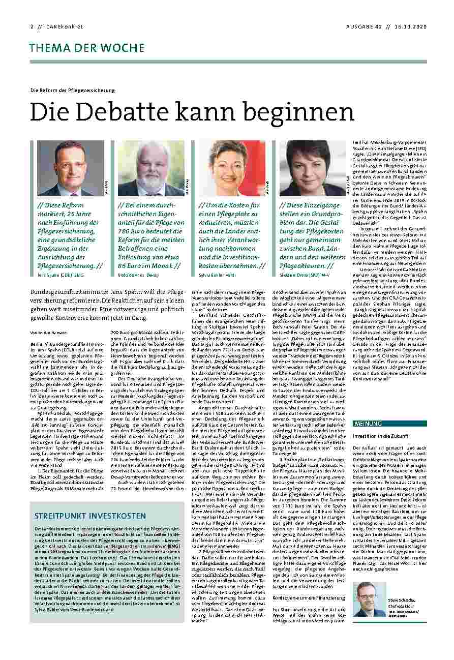 Vorschauseite 1: Die Debatte kann beginnen.
