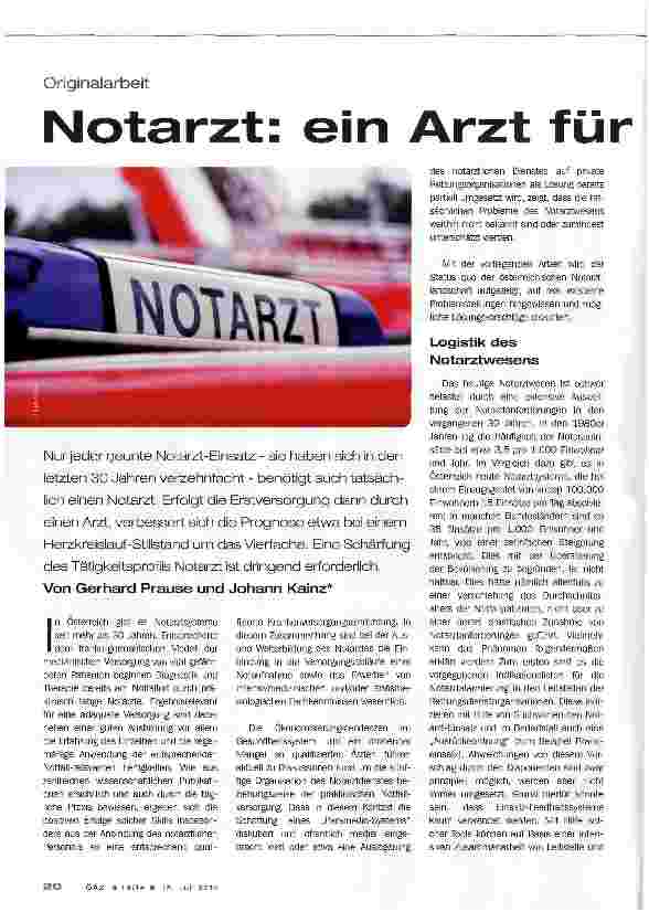 Vorschauseite 1: Notarzt: ein Arzt für alle Fälle?