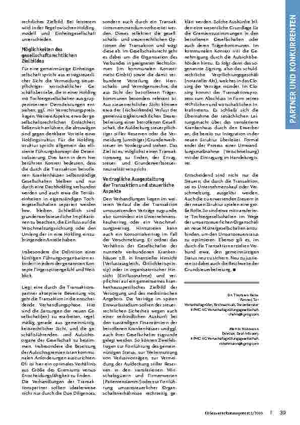 Vorschauseite 3: Aus Wettbewerbern werden Partner: Krankenhaust ransaktionen im kommunalen Umfeld.