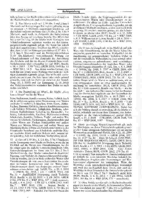 Vorschauseite 3: Eintragungsfähigkeit der Marke „Gute Laune Drops MarkenG §§ 8, 8 Absatz II Nr. 1, 50, 50 Absatz I, 50 Absatz II