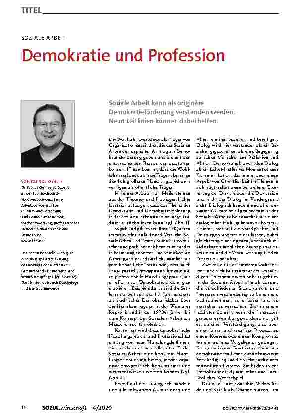 Vorschauseite 1: Demokratie und Profession