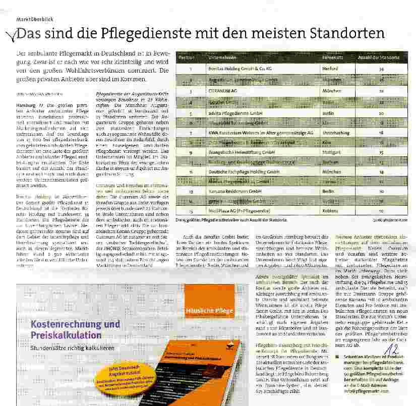 Vorschauseite 1: Das sind die Pflegedienste mit den meisten Standorten
