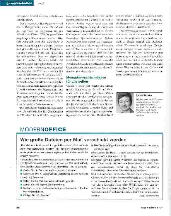 Vorschauseite 3: Caritas und Verdi können gemeinsam viel erreichen
