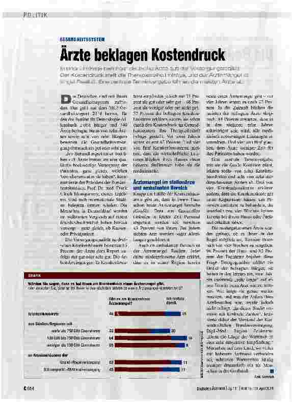 Vorschauseite 1: Ärzte beklagen Kostendruck