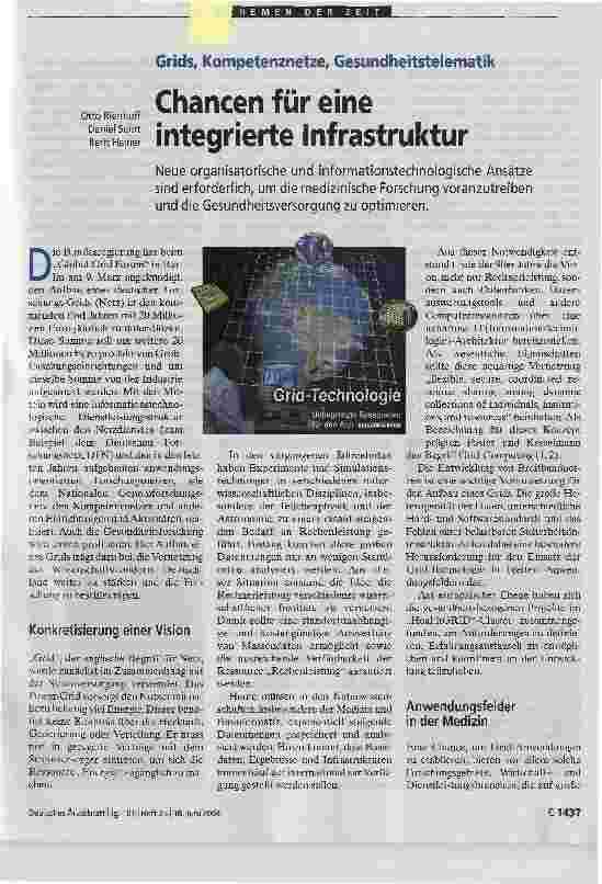 Vorschauseite 1: Grids, Kompetenznetze, GesundheitstelematikChancen für eine integrierte Infrastruktur