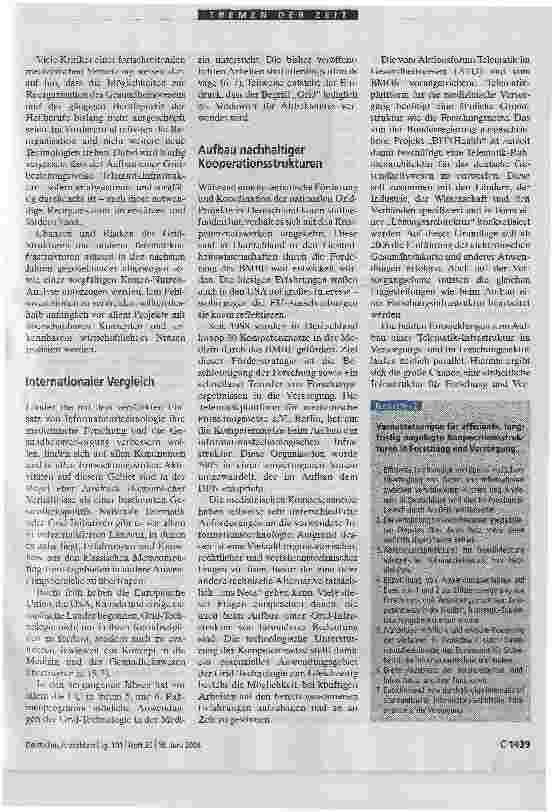 Vorschauseite 3: Grids, Kompetenznetze, GesundheitstelematikChancen für eine integrierte Infrastruktur