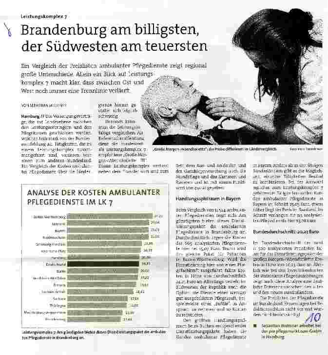 Vorschauseite 1: Brandenburg am billigsten, der Südwesten am teuersten