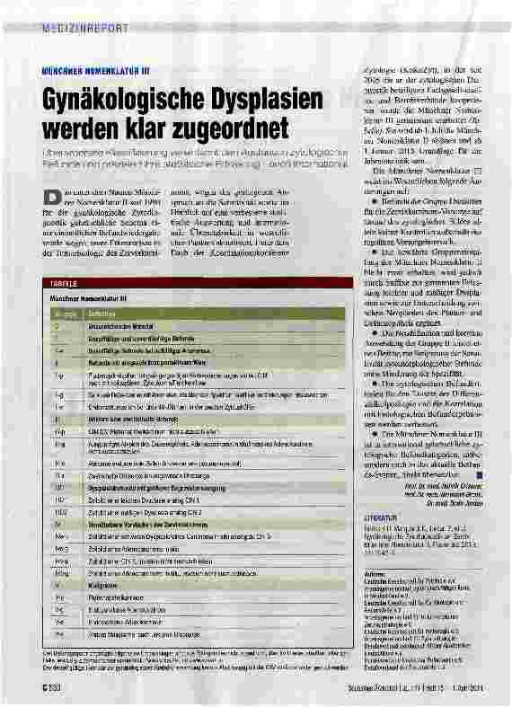 Vorschauseite 1: Gynäkologische Dysplasien werden klar zugeordnet