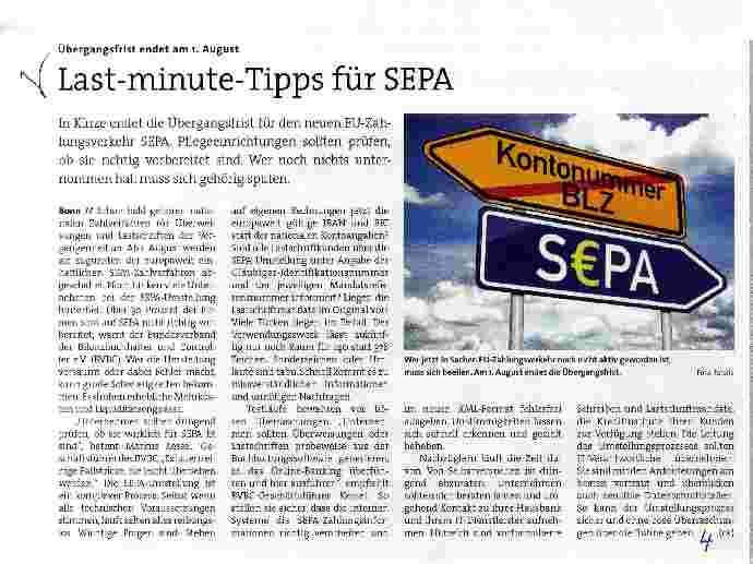 Vorschauseite 1: Last-minute-Tipps für SEPA