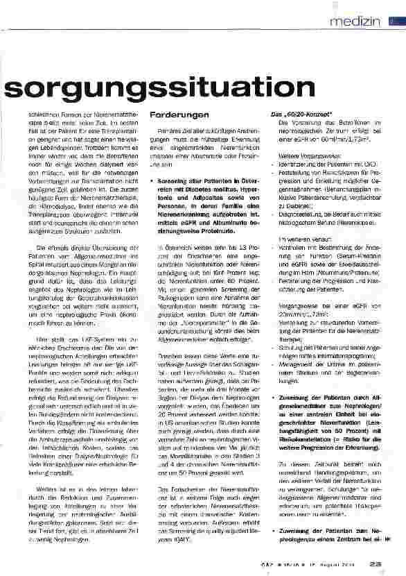 Vorschauseite 2: Niere: inadäquate Versorgungssituation