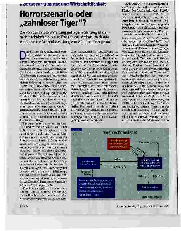 Vorschauseite 1: Horrorszenario oder zahnloser Tiger?Institut für Qualität und Wirtschaftlichkeit