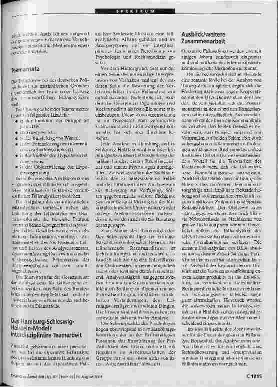 Vorschauseite 4: Neue Ermittlungsansätze durch fallanalytische VerfahrenVerbrechensbekämpfung