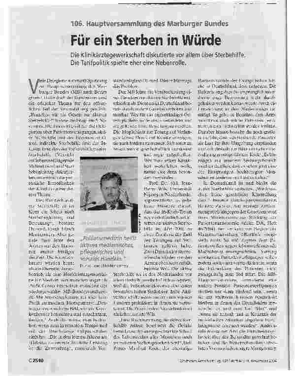 Vorschauseite 1: Für ein Sterben in Würde