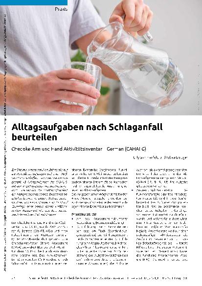 Vorschauseite 1: Alltagsaufgaben nach Schlaganfall beurteilen Chedoke Arm und Hand Aktivitätsinventar – German (CAHAI-G)