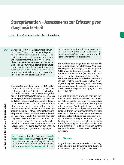 Vorschauseite 1: Sturzprävention - Assessments zur Erfassung von Gangunsicherheit