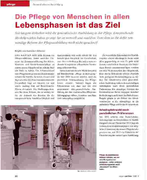 Vorschauseite 1: Die Pflege von Menschen in allen Lebensphasen ist das Ziel