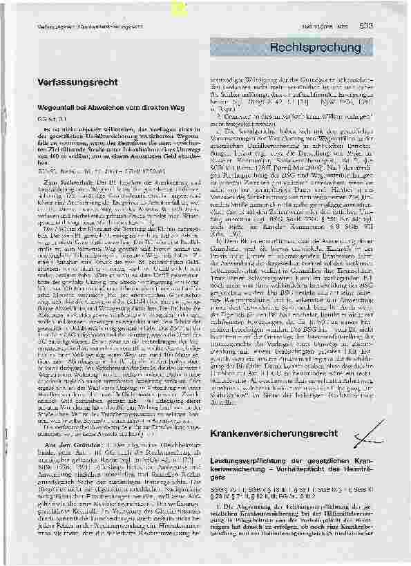 Vorschauseite 1: KrankenversicherungsrechtLeistungsverpflichtung der gesetzlichen Krankenversicherung - Vorhaltepflicht des Heimträgers