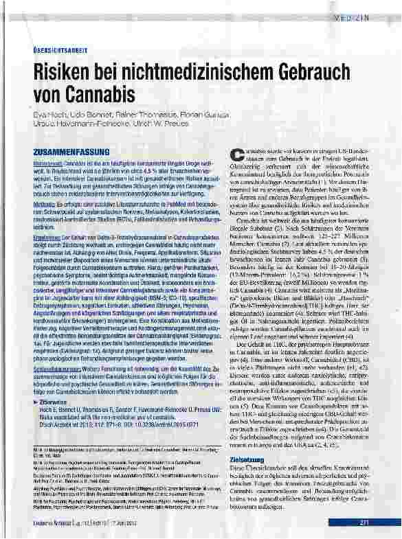Vorschauseite 1: Risiken bei nichtmedizinischem Gebrauch vonCannabis