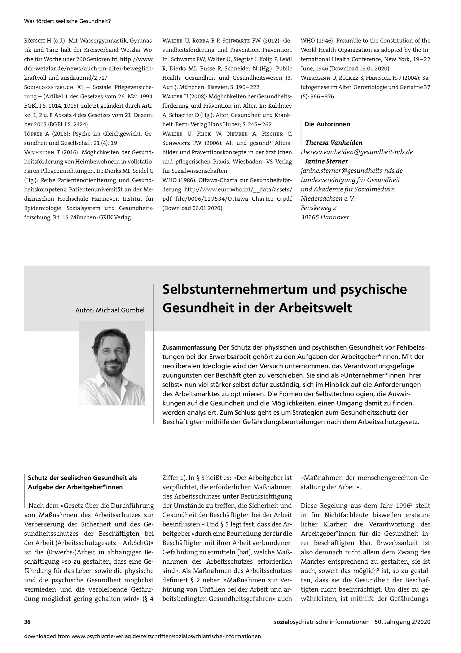 Vorschauseite 1: Selbstunternehmertum und psychische Gesundheit in der Arbeitswelt