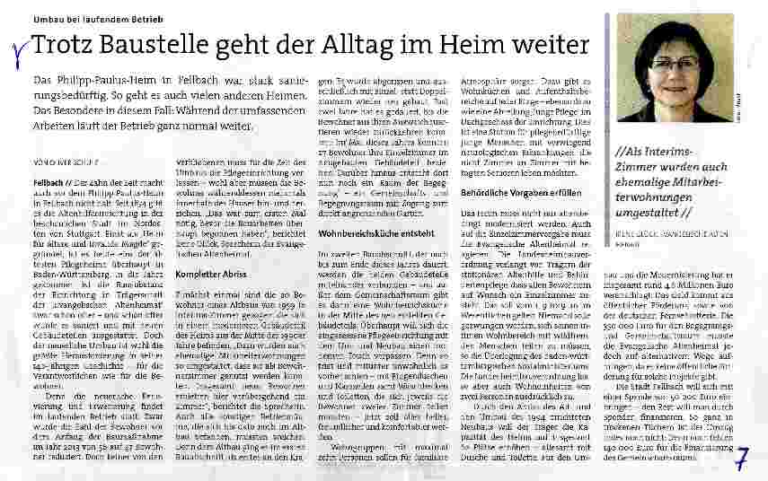 Vorschauseite 1: Trotz Baustelle geht der Alltag im Heim weiter