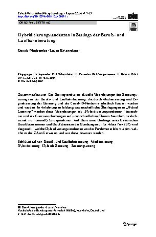 Vorschauseite 1: Hybridisierungstendenzen in Settings der Berufsund Laufbahnberatung