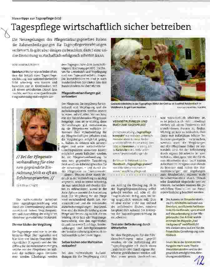 Vorschauseite 1: Steuertipps zur Tagespflege (1/2) Tagespflege wirtschaftlich sicher betreiben