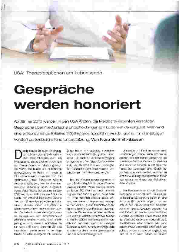 Vorschauseite 1: Gespräche werden honoriert