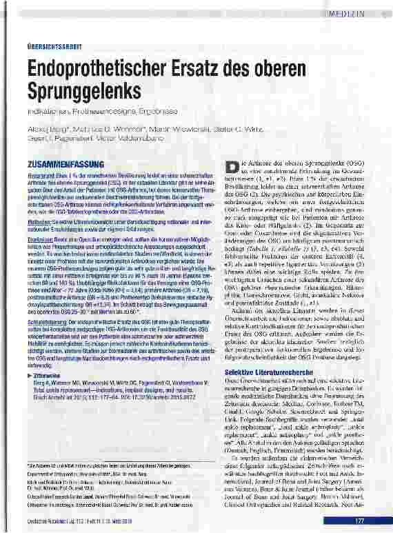 Vorschauseite 1: Endoprothetischer Ersatz des oberen Sprunggelenks