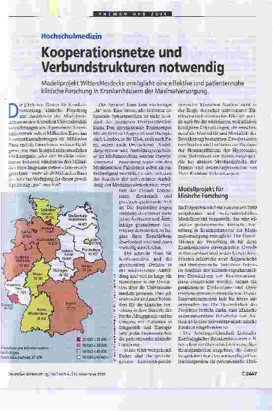 Vorschauseite 1: HochschulmedizinKooperationsnetze und Verbundstrukturen notwendig